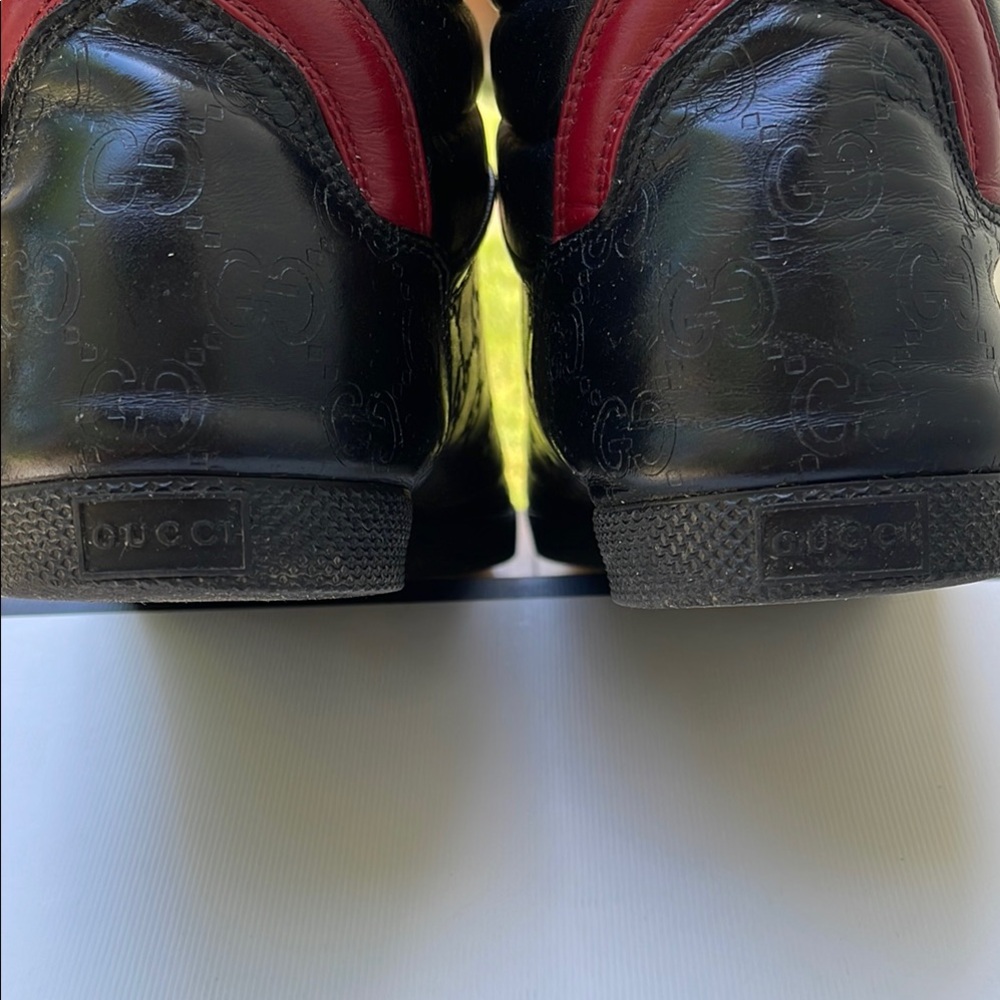 Gucci Black and Red Leather Sneakers 7G - Picture 8 of 13